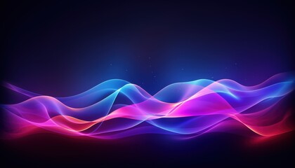 Fototapeta premium Colorful luminous waves float above on a dark backdrop to create abstract shapes with a vibrant glow