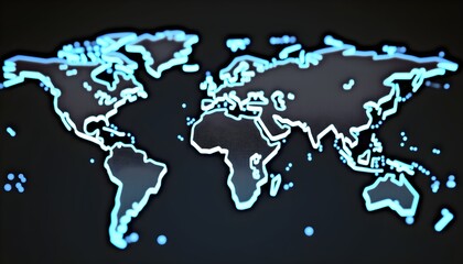Fototapeta premium Digital glowing world map with futuristic connections