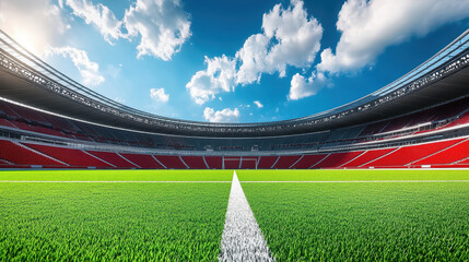 Wide-angle shots of football fields in large stadiums