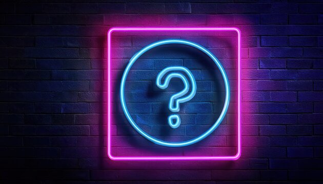 Bright and Engaging Neon Quiz Game Template, Illuminated by a Puzzling Question Mark in Vibrant NightsCape, Encompassing Interactive Design Elements, Ideal for Digital Art, Home Decor, or