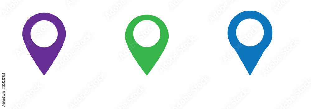 Wall mural navigation pin icons. vector set in filled and line style.