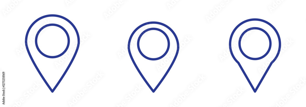 Wall mural navigation pin icons. vector set in filled and line style.