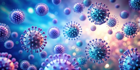 Microscopic View of Infectious Agents A Detailed Representation of Viral Structures and Their Complex Interactions