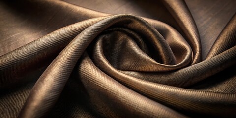 Fototapeta premium Luxurious Bronze Fabric Draped in Elegant Swirls, Showing Rich Texture and Subtle Sheen