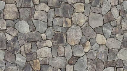 A high-resolution seamless gray cobblestone wall or road texture, designed with grungy stone patterns and natural variations.