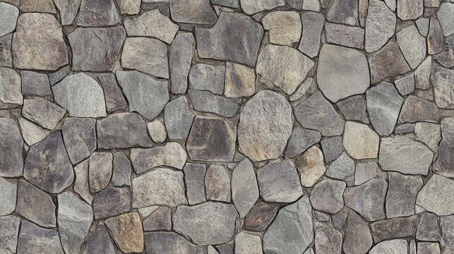 A high-resolution seamless gray cobblestone wall or road texture, designed with grungy stone patterns and natural variations.