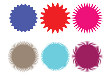set of Sunburst sticker, price, label and badge and stamp icon, vector illustration.