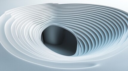 Obraz premium Abstract swirling white tunnel, 3D render, futuristic design, background
