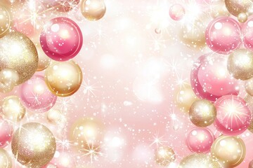 Bright Glittery Background with Colorful Christmas Ornaments
