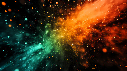 Obraz premium Mystical Nebula-like Abstract in Green and Orange
