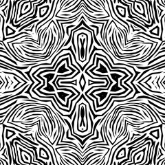 Seamless animal zebra skin pattern black white