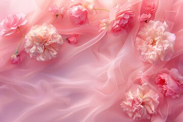 Delicate Pink Flowers on Soft Fabric for Elegant Floral Background