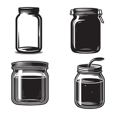 Vector Silhouette of a Glass Jar on White Background