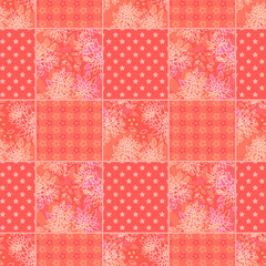 Seamless retro colors patchwork floral stars pattern