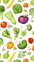 Colorful vegetable pattern, kitchen backdrop, healthy eating