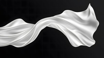 黒背景に舞う白いシルクの布