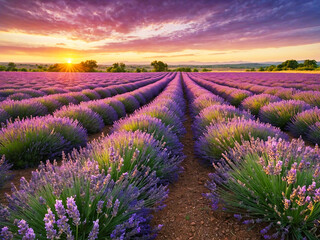 Fototapeta premium lavender field at sunset
