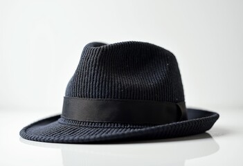High-Tech Fashion Hat: A Photorealistic View of a Composite Material Hat that Marries Knitting and Sewing with Wearable Technology, Isolated on a White Background, Suited for Tech Magazines and Style 