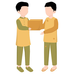 Muslim Giving Zakat Donation in Ramadan. Giving Alms with Other