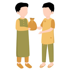 Muslim Giving Zakat Donation in Ramadan. Giving Alms with Other