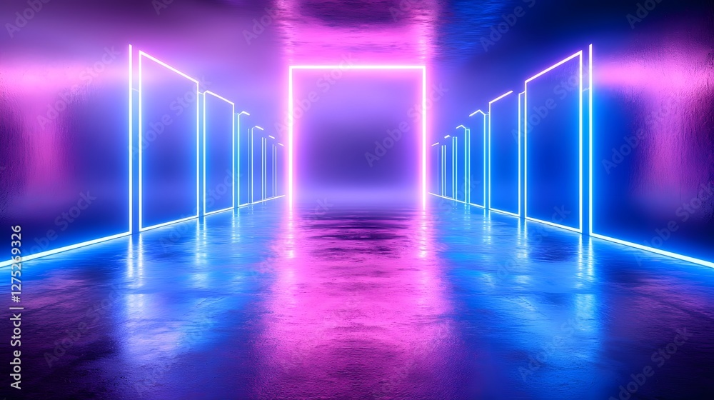 Leinwandbilder a sci fi inspired illuminated gateway set within a high tech neon environment with glowing geometric