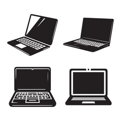 Vector Silhouette of a Laptop on White Background"