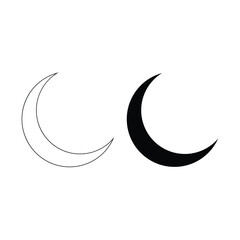 Outline silhouette crescent moon icon. crescent icon. moon sign isolated. half moon outline. minimalist style © BhandariProductions