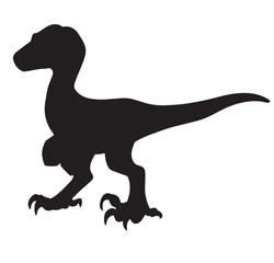 Cute cartoon hand drawn vector Velociraptor Dinosaur silhouette.