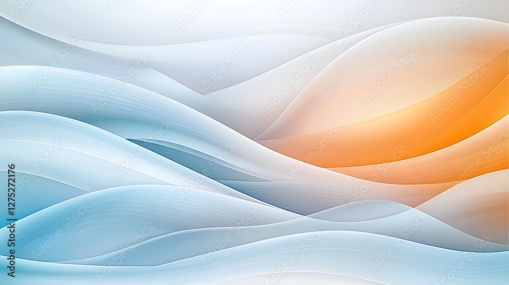 Aufkleber vibrant and sophisticated digital abstract featuring smooth flowing waves in striking orange blue an