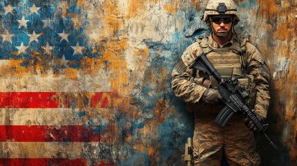 Fototapeta premium American Soldier, Patriotism, Duty, and Sacrifice