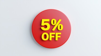 Bright Red Discount Badge Signifying Five Percent Savings for Customers