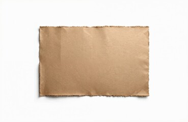 Obraz premium Top view brown cardboard paper with torn edges on transparent background for signs, lettering. Blank empty rough card with copy space, place for text.