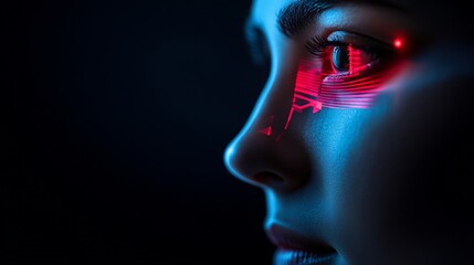Futuristic vision, Human face with digital interface technology overlay