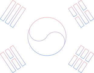 대한민국 국기 태극기 그라데이션 윤곽선 문양 일러스트