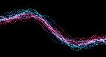 Wavy Light Trails with Pink and Blue on Dark Background