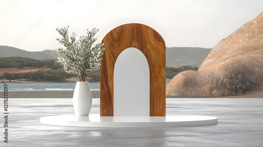 Poster a refined and sophisticated product display arrangement featuring a beautifully crafted abstract woo