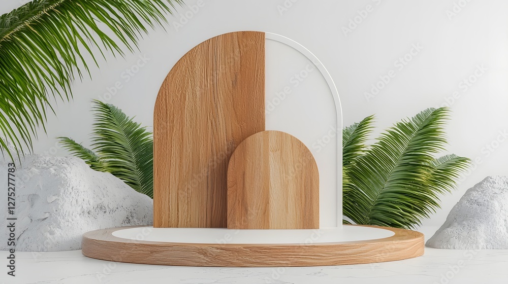 Poster minimalist wooden sculpture displayed in a visually balanced and harmonious abstract composition sho