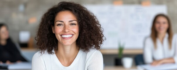 Portrait of a Smiling Woman in a Modern Office