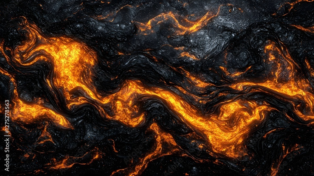 Aufkleber visually striking abstract artwork showcasing glowing lava like swirls in vibrant orange and deep bl