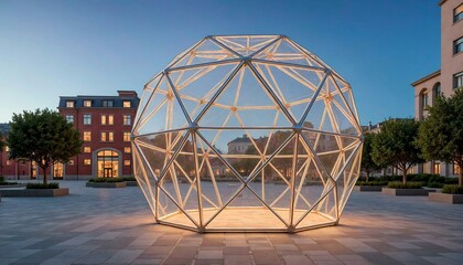 Geodesic Dome at Dusk in City Square