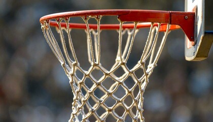 Close-up basketball hoop with blurred background