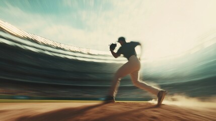 A baseball pitcher in a windup motion during playoffs. Featuring speed and focus