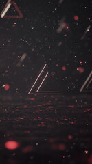 Abstract background with glowing triangles and particles