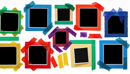 Vibrant Colorful Scotch Tape Frames A Striking Collection of Creative Designs with Joyous Energy and Playful Spirit for Digital Art, Home Decor, or Design Inspiration.