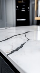 white marble countertop kitchen background with copy space.
