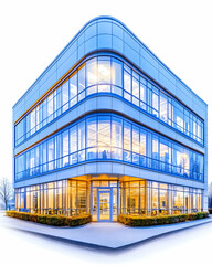 Fototapeta premium Modern office building at night, city background, architectural design