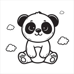 Cute Cartoon panda Line Art Illustration. Perfect for coloring books, digital art, children's illustrations, education, back to school