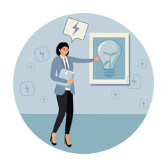 Ideas and bulbs concept of saving natural energy for sustainability.