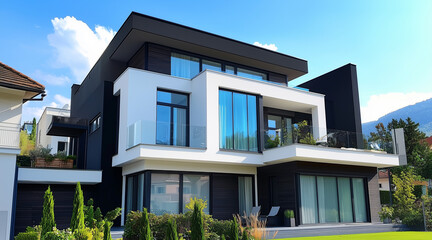 Modern house with clean architecture, natural ambient