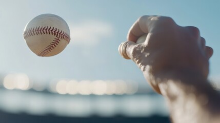 A baseball pitcher throwing a curveball during a playoff game. Featuring technique and precision